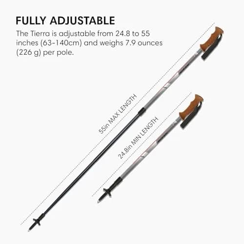 Fizan Tierra Trekking Poles – 7.9 oz, Ultralight, Adjustable, Collapsible, Aluminum, Cork Grip, Custom Fit (Grey/Orange) | Backpacking & Hiking thumbnail 4