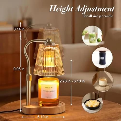 AODHGR Candle Warmer Lamp with Timer Dimmable Amber | Flameless Wax Melter for Jar Candles thumbnail 5