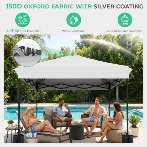 JEAREY 10x10 Pop Up Canopy Tent | Easy Setup Outdoor Market Shelter, White thumbnail 5