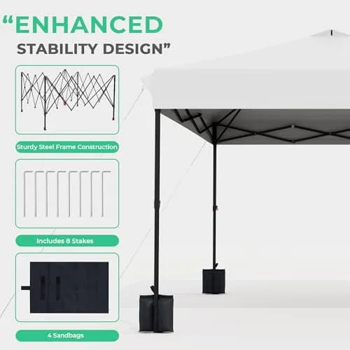 JEAREY 10x10 Pop Up Canopy Tent | Easy Setup Outdoor Market Shelter, White thumbnail 7