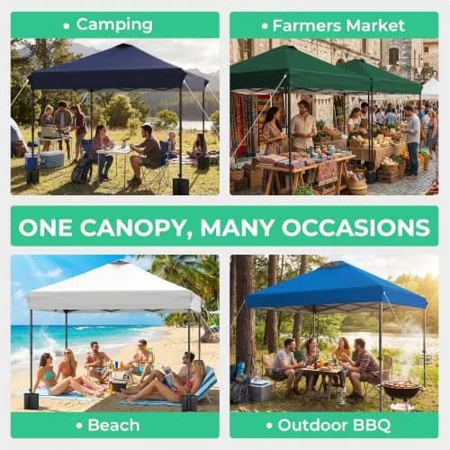 JEAREY 10x10 Pop Up Canopy Tent | Easy Setup Outdoor Market Shelter, White thumbnail 4