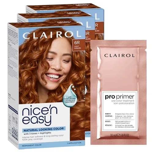 Clairol Nice'n Easy Permanent Hair Dye 6R Light Auburn 7.26 Fl Oz (215 ml) | 100% Gray Coverage with Pro Primer thumbnail 1