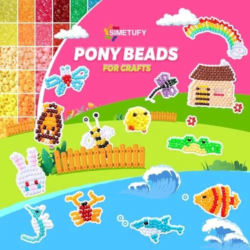 Simetufy Pony Beads Bulk 14000 Pcs, 30 Colors | 6x9mm Plastic Beads for Jewelry & Crafts thumbnail 9