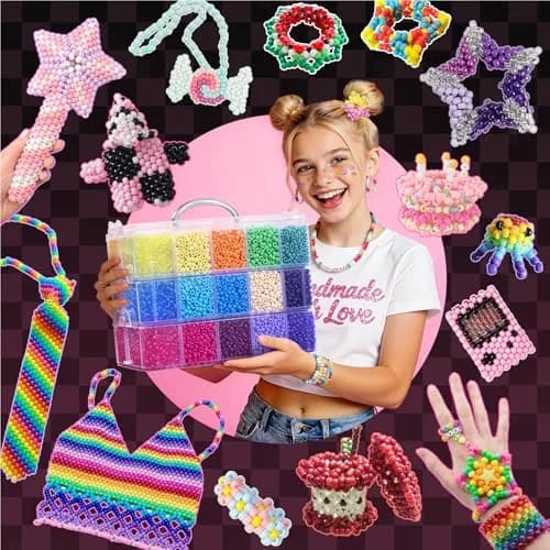 Simetufy Pony Beads Bulk 14000 Pcs, 30 Colors | 6x9mm Plastic Beads for Jewelry & Crafts thumbnail 3