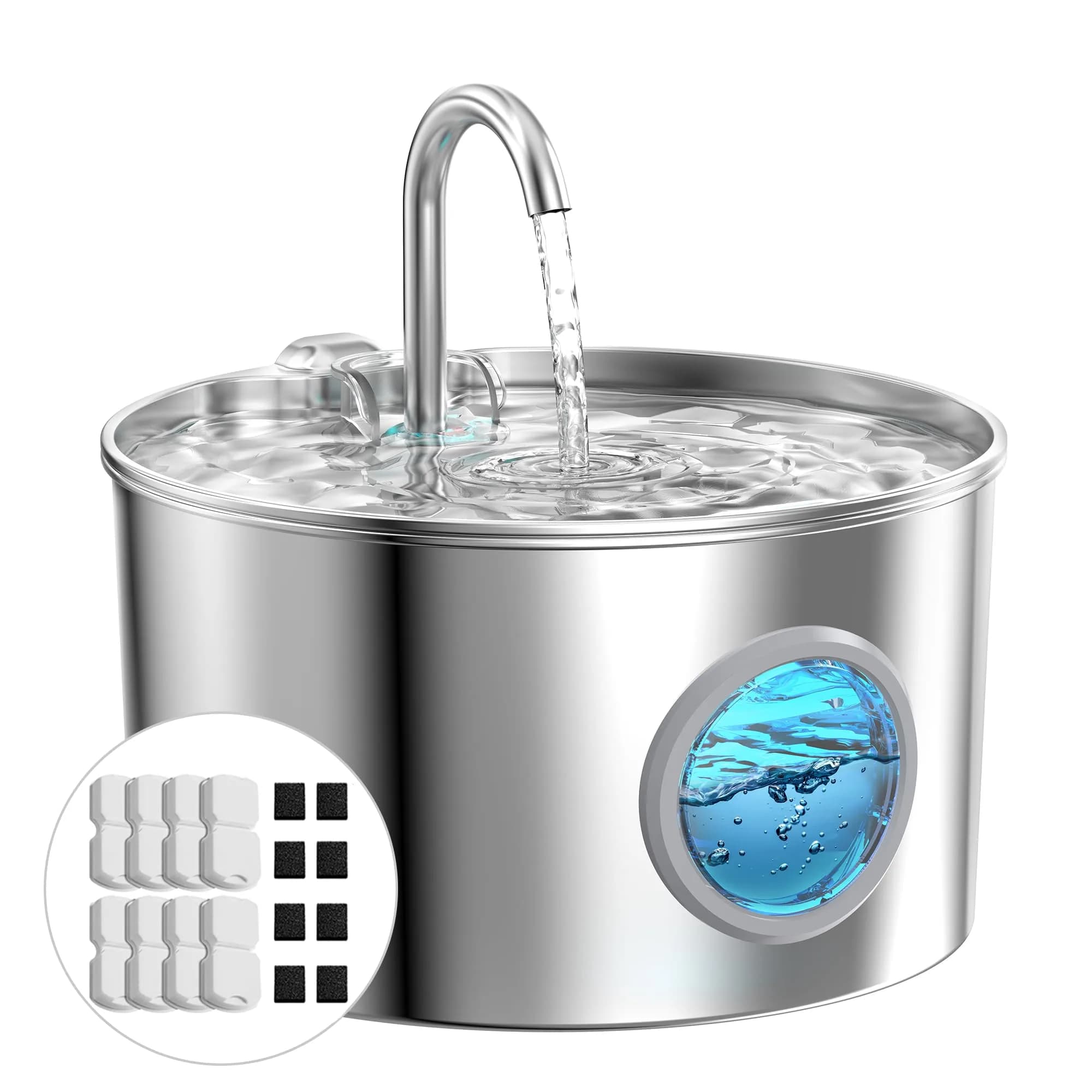 GIOTOHUN Pet Water Fountain Stainless Steel 2.2L | Quiet, Durable & Easy to Clean
