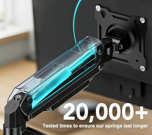 AX WABER Single Monitor Arm for 17-32 inch Screens | Gas Spring Adjustable VESA Mount with Clamp & Grommet Base thumbnail 3