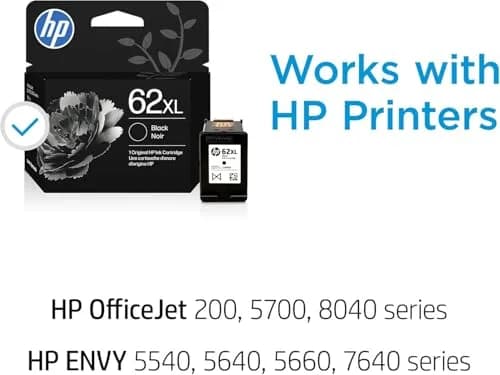 HP 62XL Black / 62 Tri-Color Original Ink Cartridge Bundle (600 Black Pages, 165 Color Pages) | Genuine HP Ink for Envy & OfficeJet Printers thumbnail 2
