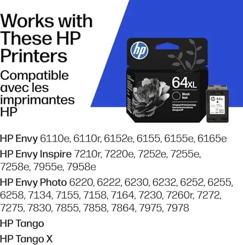 HP 64XL Black / 64 CMY Original Ink Cartridge Bundle (High Yield Black, Standard CMY) | 2 Cartridges, 600 Black Pages, 165 Color Pages thumbnail 2