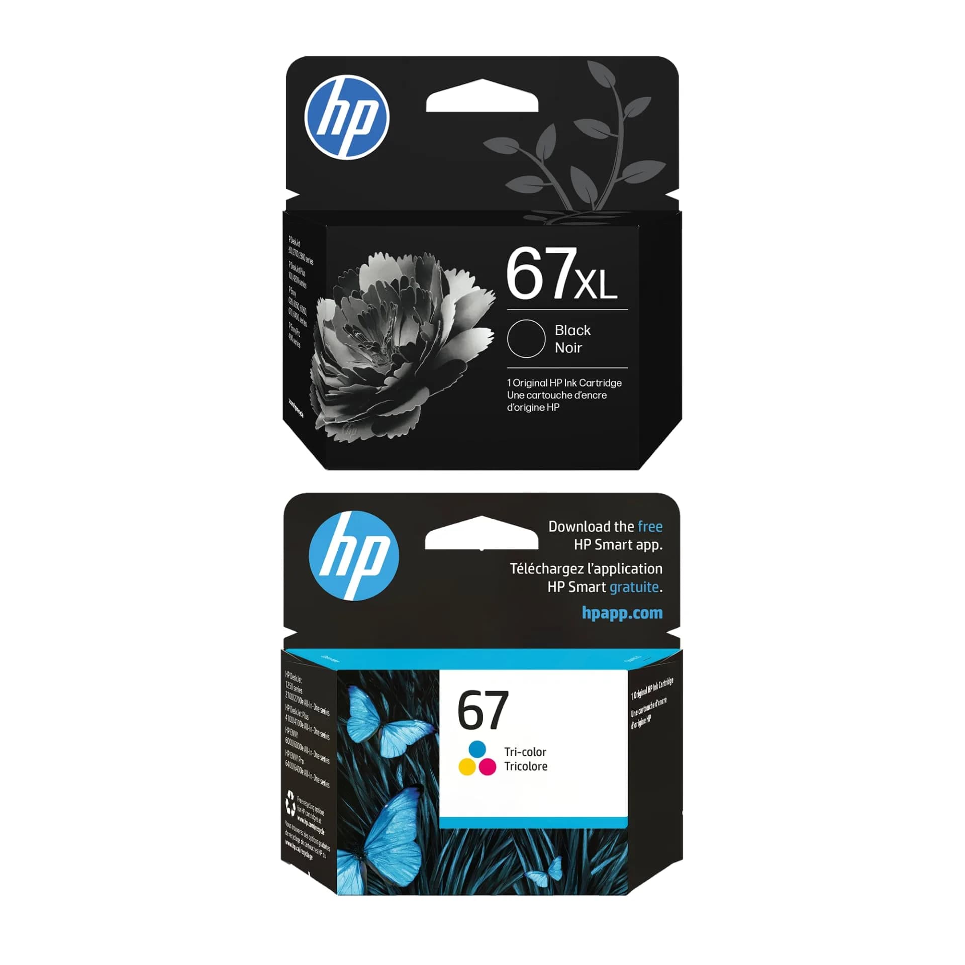 HP 67XL Black High-Yield & 67 CMY Standard Ink Cartridge Bundle | 240 Black Pages, 100 Color Pages - main product image