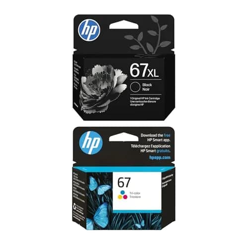 HP 67XL Black High-Yield & 67 CMY Standard Ink Cartridge Bundle | 240 Black Pages, 100 Color Pages thumbnail 1