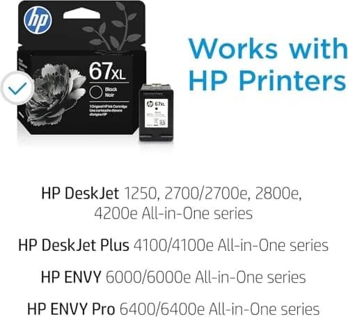 HP 67XL Black High-Yield & 67 CMY Standard Ink Cartridge Bundle | 240 Black Pages, 100 Color Pages thumbnail 2