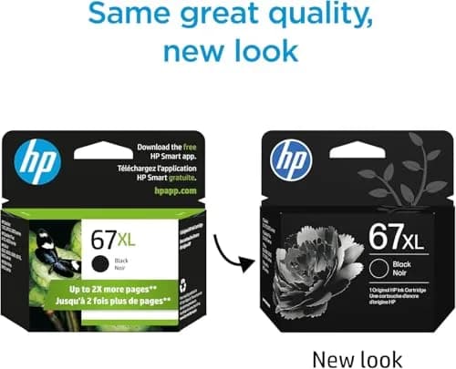 HP 67XL Black High-Yield & 67 CMY Standard Ink Cartridge Bundle | 240 Black Pages, 100 Color Pages thumbnail 3