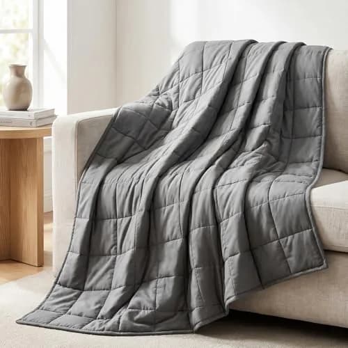 Smart Queen Weighted Blanket for Adults 60"x80" | 20lbs Grey All Season Breathable thumbnail 2