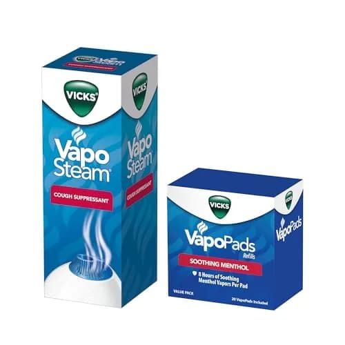 Vicks VapoPads Original Menthol Scent Refill Pads & VapoSteam Liquid 20-Pack + 8 Oz | Breathe Easier with Soothing Menthol Vapors thumbnail 1
