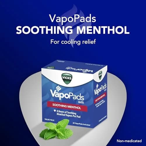 Vicks VapoPads Original Menthol Scent Refill Pads & VapoSteam Liquid 20-Pack + 8 Oz | Breathe Easier with Soothing Menthol Vapors thumbnail 6