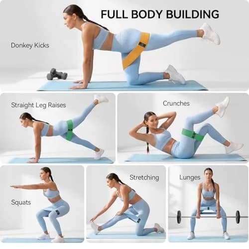 Renoj Resistance Bands for Working Out | 3-Set Professional Exercise Bands for Pilates, Yoga, Home Gym, Booty, Leg Training | Heavy/Medium/Light Fabric Loops for Women and Men thumbnail 3