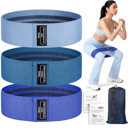 Renoj Resistance Bands for Working Out: 3-Set Exercise Bands for Pilates, Yoga, Home Gym, Booty, Leg Training | Heavy/Medium/Light Fabric Loops for Women Men thumbnail 1