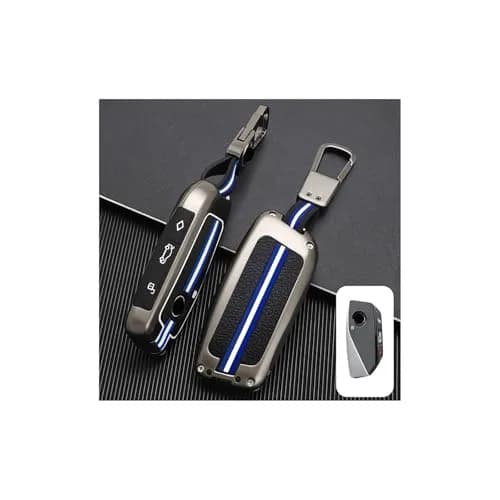 OLLEN Heavy Zinc Alloy Key Fob Cover for BMW 2023-2026 5/7 Series X1-X7 XM IX I5 etc. Gunmetal Blue Line (1 Pcs) thumbnail 1