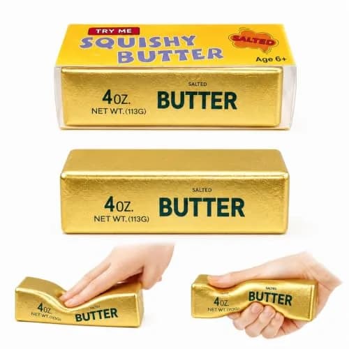 XQOQO Butter Squishy Toy Slow Rising Golden | 13.5cm (5.32in) Stress Relief Fidget Toy thumbnail 1