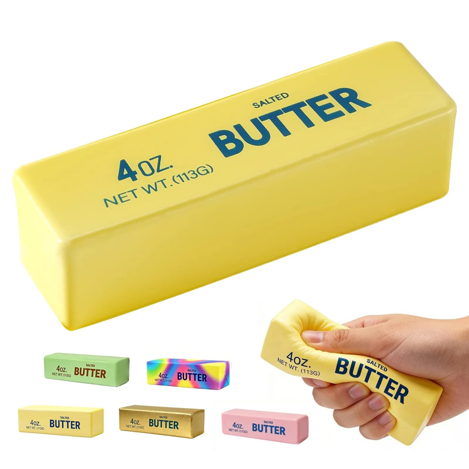 OPOM Butter Squishy Toy Gold 13.5cm (5.3in) | Slow Rising Scented Stress Ball for Kids & Adults — Yellow / 5.3inch