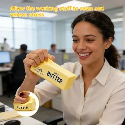 OPOM Butter Squishy Toy Yellow 13.5cm (5.3in) | Soft Scented Fidget Toy for Stress Relief thumbnail 4