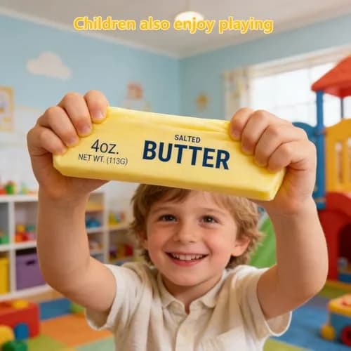 OPOM Butter Squishy Toy Yellow 13.5cm (5.3in) | Soft Scented Fidget Toy for Stress Relief thumbnail 5