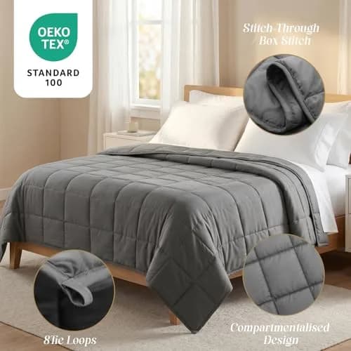 Smart Queen Weighted Blanket for Adults 41” x 60” | 5 lb Heavy Throw for Deep Sleep thumbnail 5