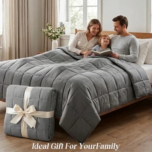 Smart Queen Weighted Blanket for Adults 41” x 60” | 5 lb Heavy Throw for Deep Sleep thumbnail 2