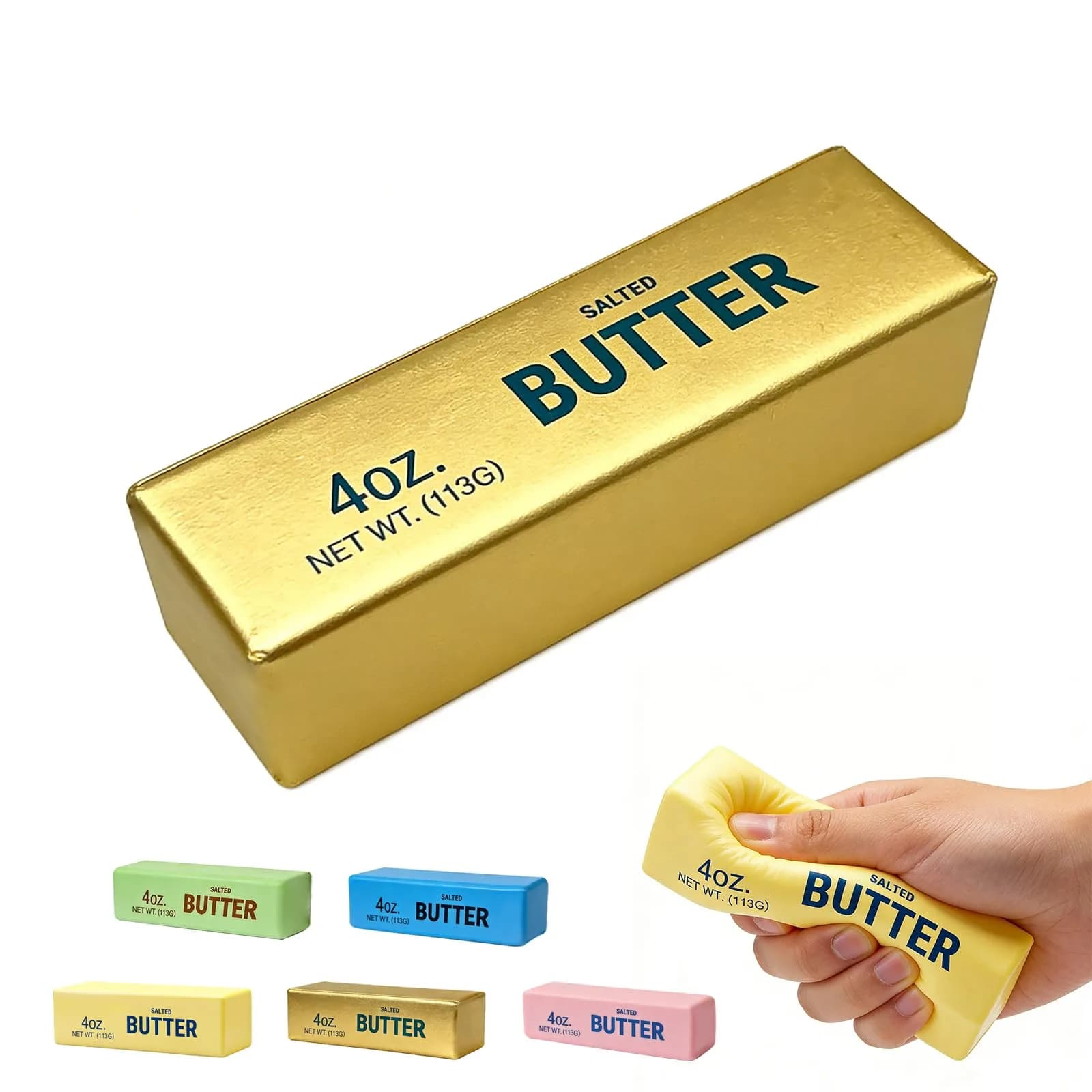 OPOM Butter Squishy Toy Gold 13.5cm (5.3in) | Slow Rising Scented Stress Ball for Kids & Adults