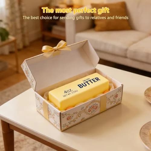 OPOM Butter Squishy Toy Gold 13.5cm (5.3in) | Slow Rising Scented Stress Ball for Kids & Adults thumbnail 6