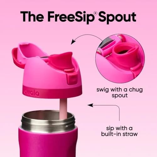 Owala FreeSip Kids Stainless Steel Water Bottle 16 oz Read My Lips | Insulated & Leak-Proof for Daily Hydration thumbnail 2