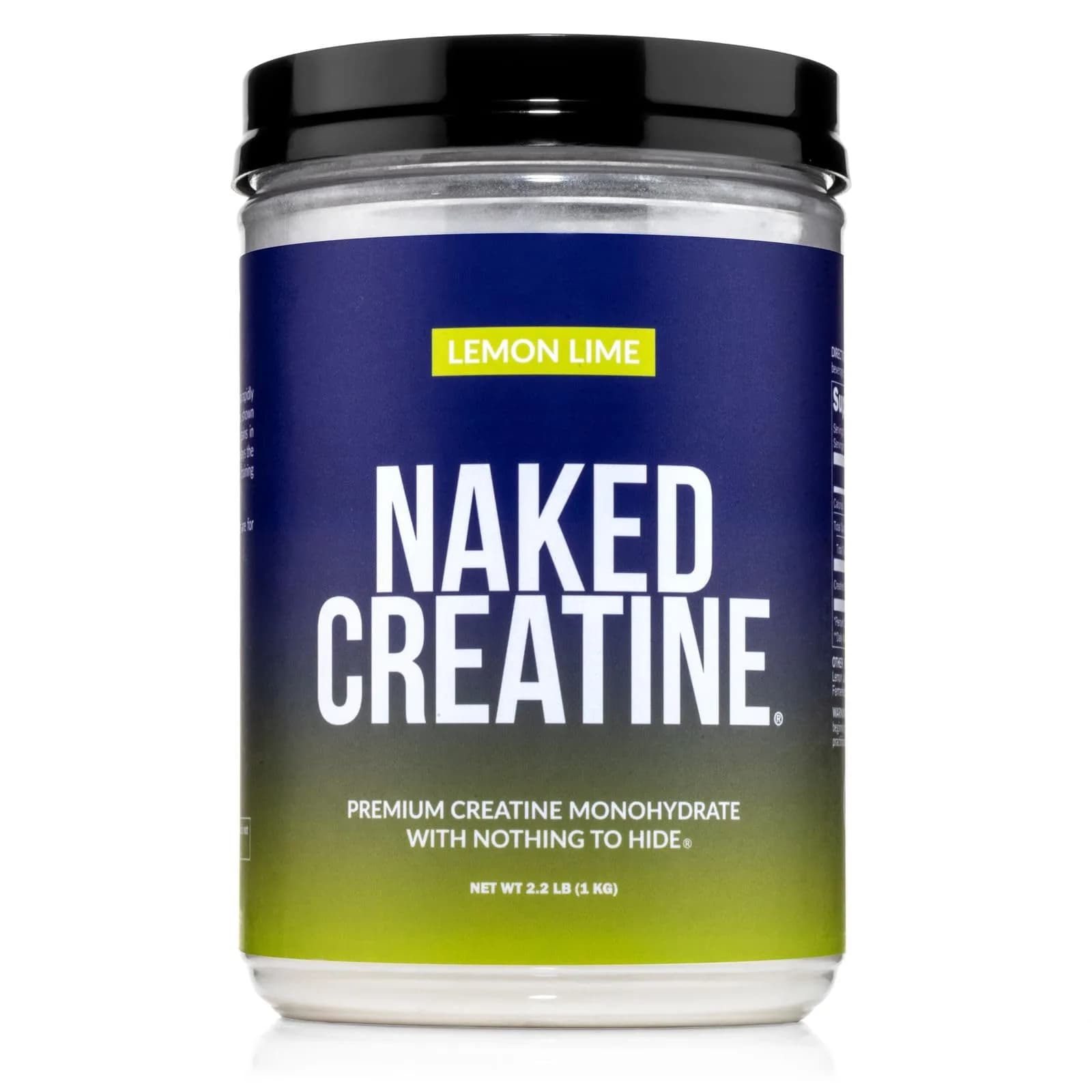 NAKED Pure Micronized Creatine Monohydrate Powder 1000g (35.2 oz) | NSF Certified Vegan Muscle Building Supplement — Lemon Lime / 84 Servings