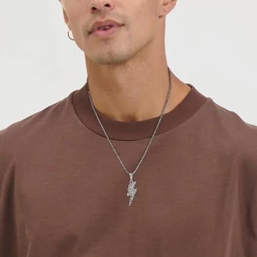 AsAlways Lightning Bolt Necklace for Men | Hip Hop Urban Style | 22"+2" Rolo Chain thumbnail 2