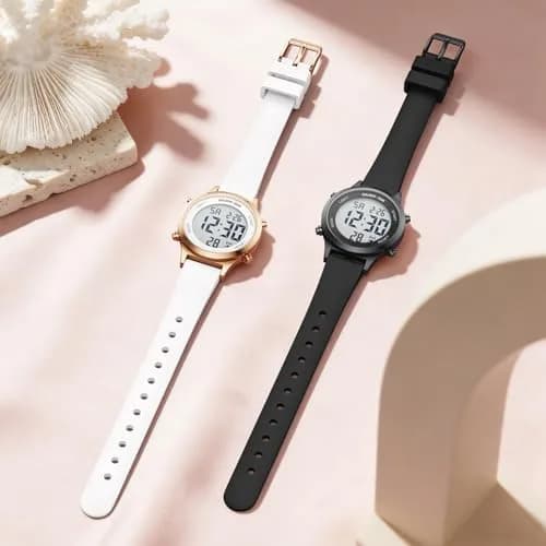 GOLDEN HOUR Women's Waterproof Digital Sports Watch 32mm Black Case in Black Band | 50M Water-Resistant, Alarm & Stopwatch thumbnail 6