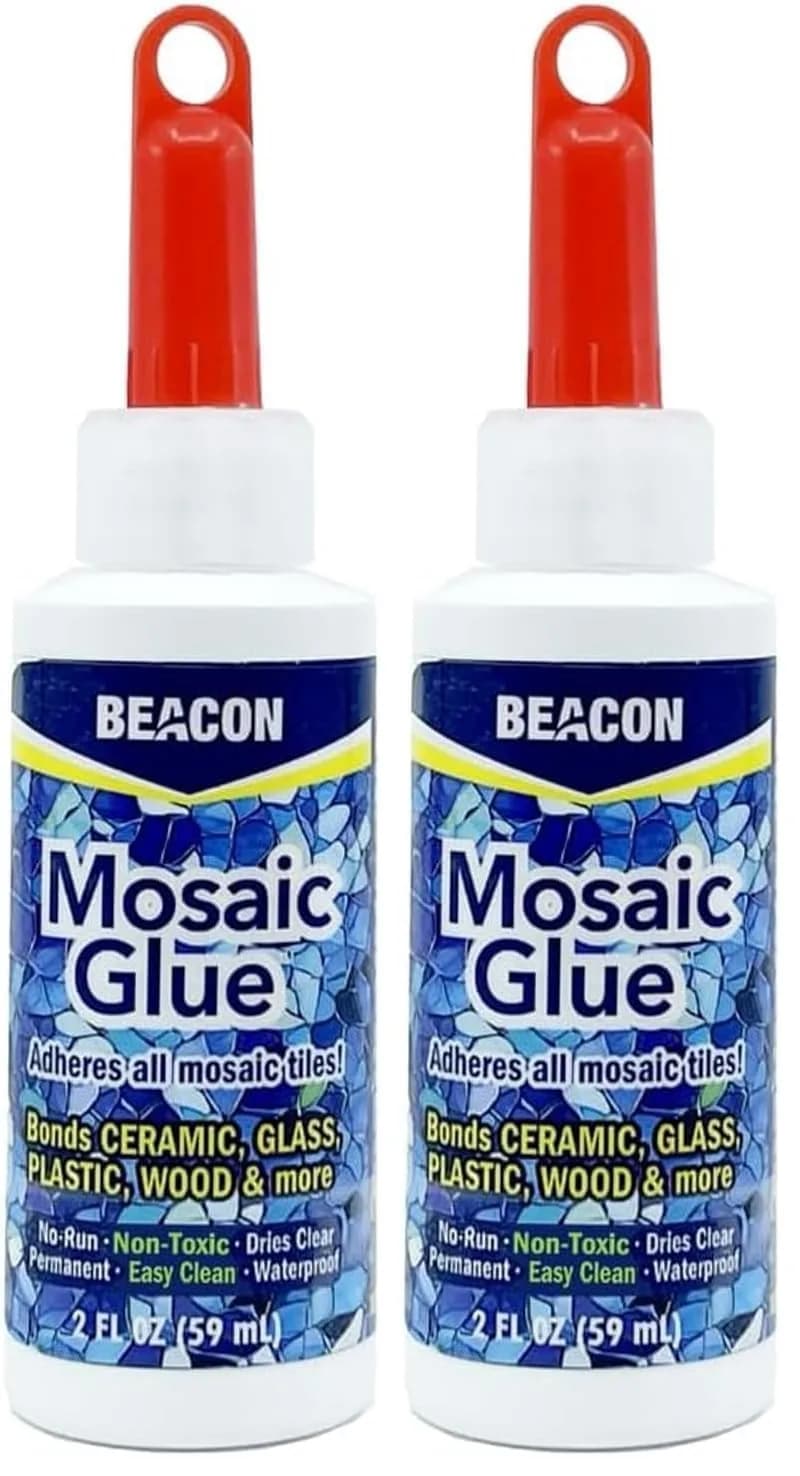 Beacon Mosaic Glue - Non-Toxic & Water Resistant, 4 Fl Oz (Pack of 2) | Bonds All Tiles & Surfaces