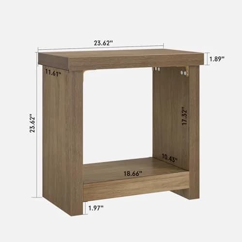 knoworld End Tables Set of 2 | Farmhouse Narrow Side Tables with Storage Shelves (23.62 x 11.81 x 23.62 inches) thumbnail 3