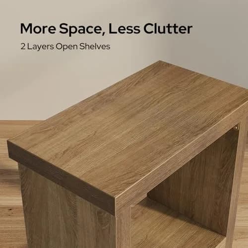 knoworld End Tables Set of 2 | Farmhouse Narrow Side Tables with Storage Shelves (23.62 x 11.81 x 23.62 inches) thumbnail 4