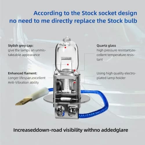 ALKOREY H3 12V 55W Car Headlight Bulb 3300K Warm White | Universal Halogen Low/High Beam thumbnail 2