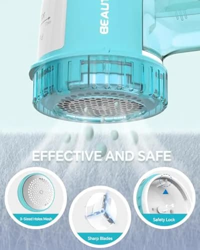 BEAUTURAL Fabric Shaver and Lint Remover, Portable Sweater Defuzzer with 2 Extra Blades | Battery Operated for Garments thumbnail 4