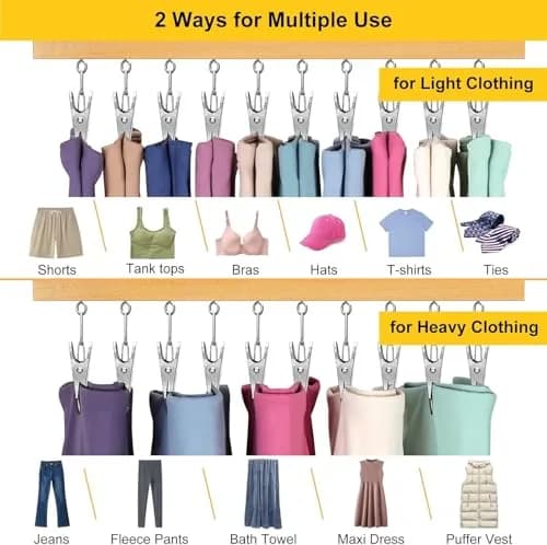 ORROENS Wooden Pants Hangers with Clips for Closet - 4 Pack, Natural Finish | Maximize Closet Space with 360° Rotating Design thumbnail 4