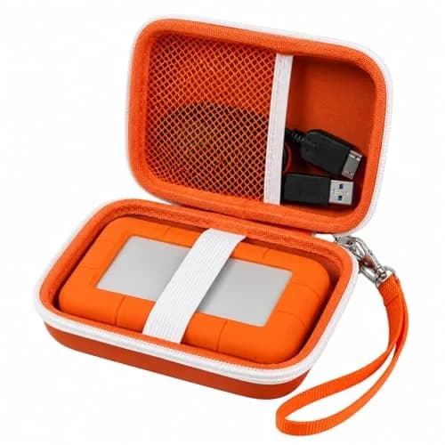 ALKOO Case for LaCie Rugged Mini 1TB/2TB/4TB/5TB External Hard Drive | Tangerine Orange Hard Shell Organizer with Accessory Pocket thumbnail 1