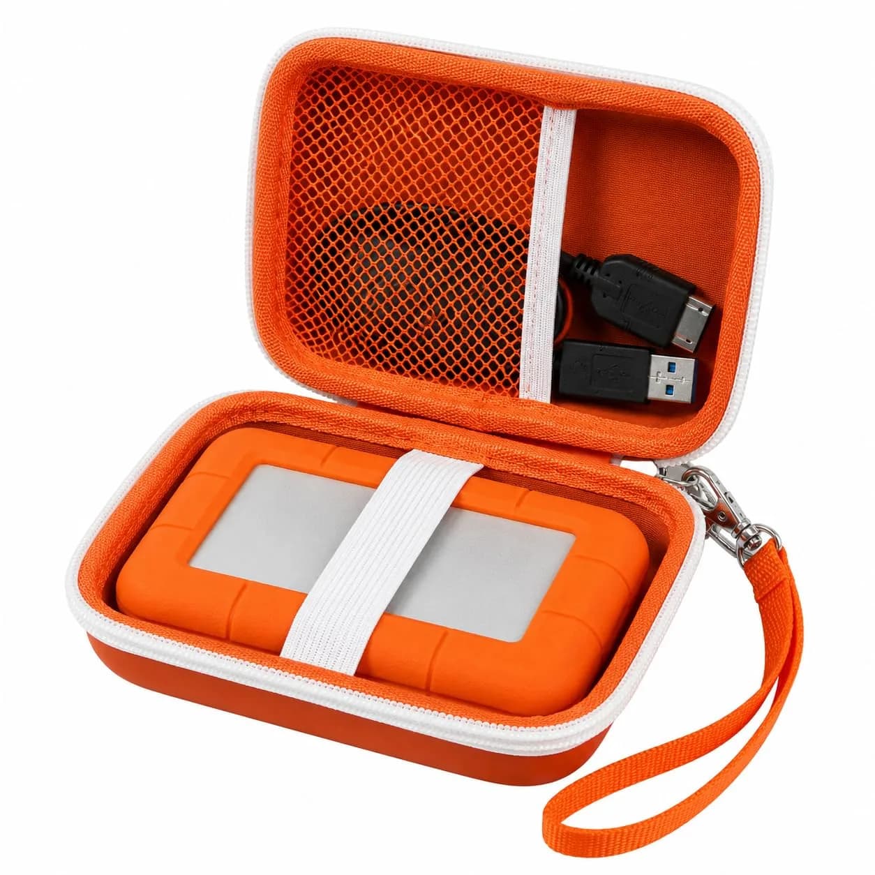 ALKOO Hard Drive Case for LaCie Rugged Mini 1TB-5TB | Protects Drive & Accessories — Tangerine