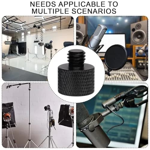 SAVITA Mic Foot Adapter 2pcs Aluminum Black | 3/8 Male to 5/8 Female Tripod Screw Adapter thumbnail 7