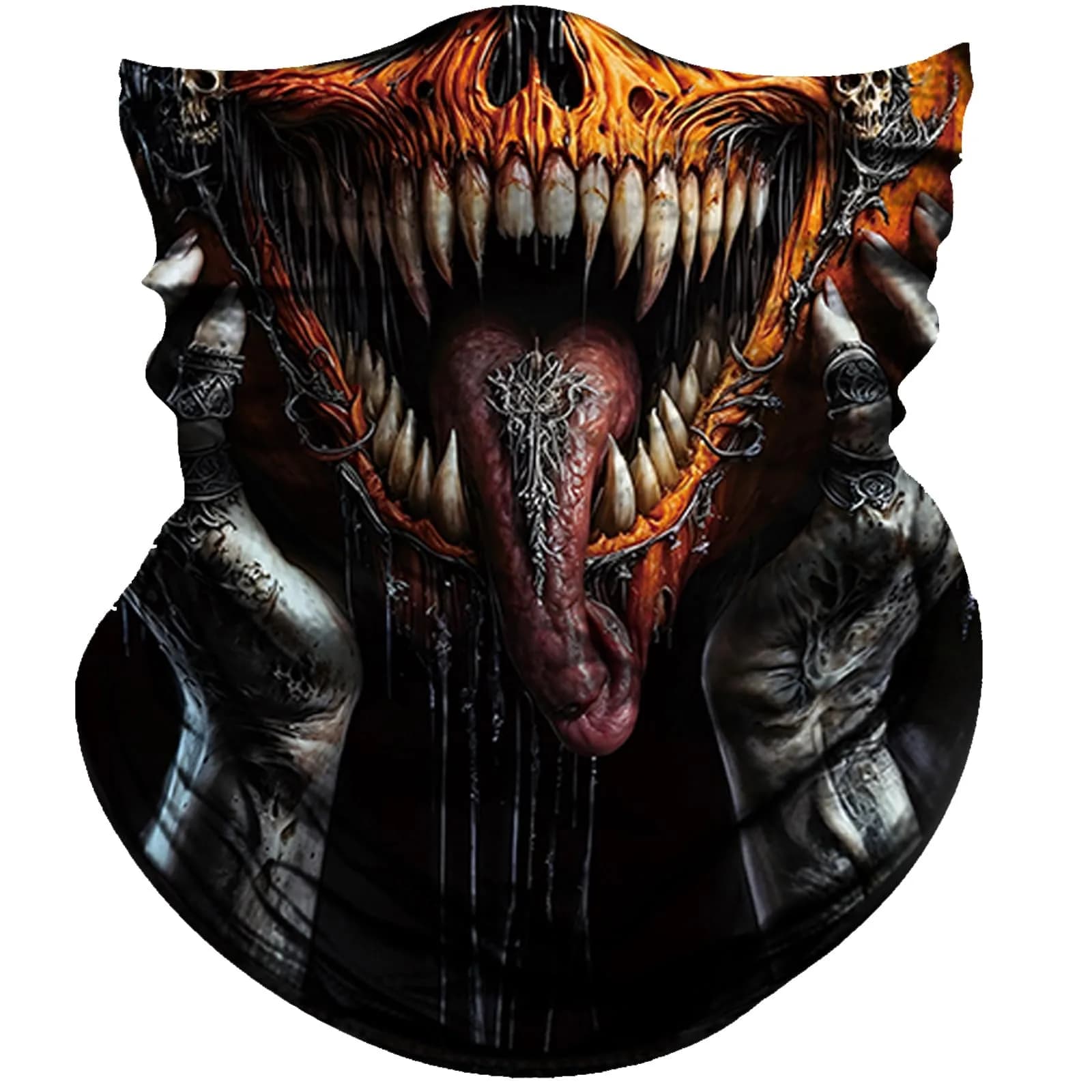 Obacle Skull Triangle Face with Long Tongue Frightening Half Face Mask for Dust, Wind, UV Sun Protection