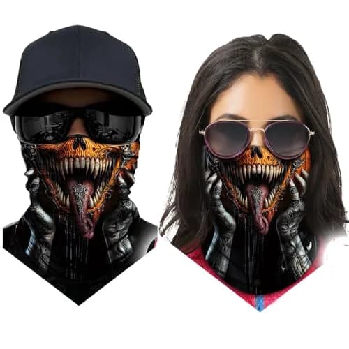 Obacle Skull Triangle Face with Long Tongue Frightening Half Face Mask for Dust, Wind, UV Sun Protection thumbnail 2