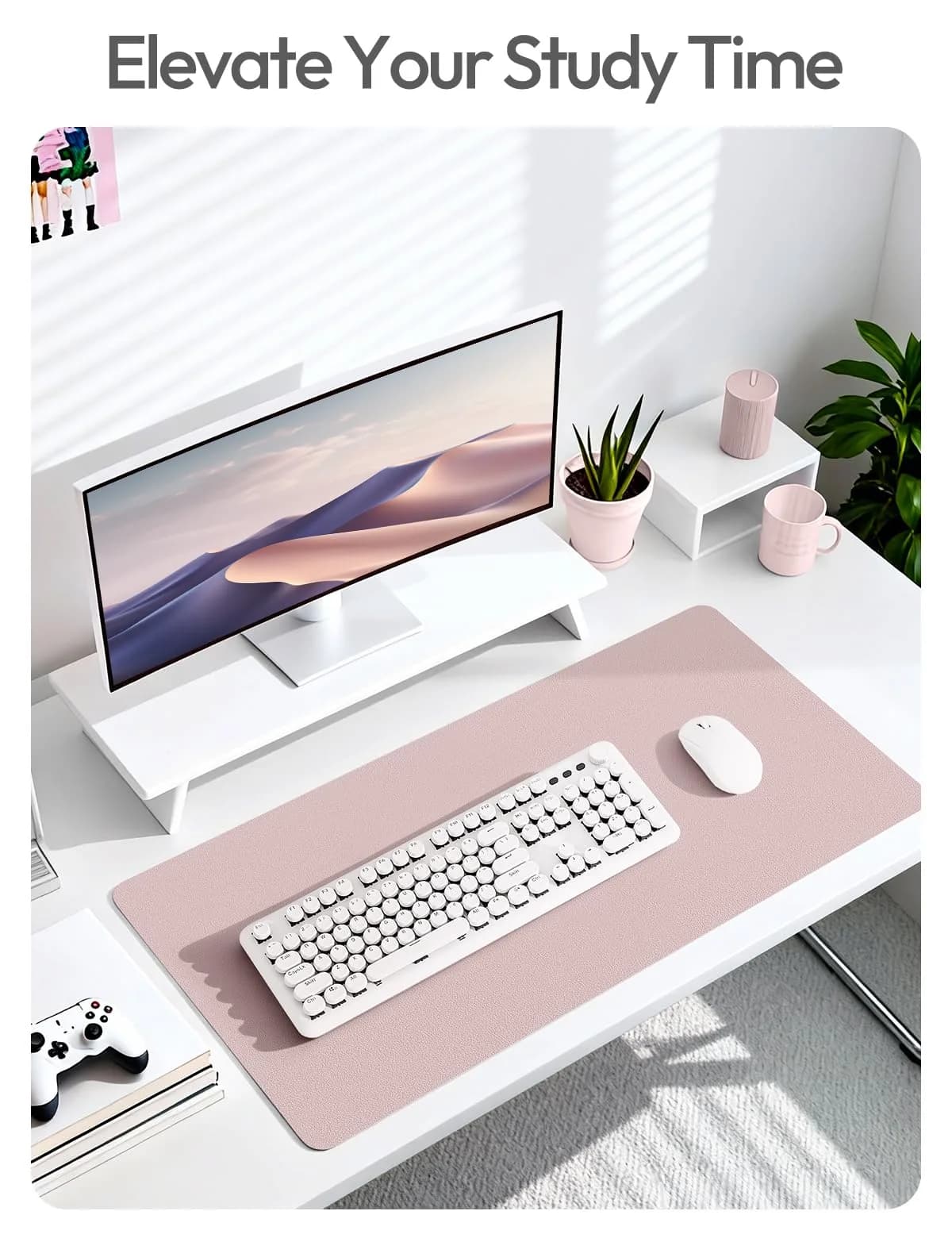 YSAGi Large Desk Protector Mat Grayish Lavender 63" x 24" | Durable PU Leather for Office & Home thumbnail 5