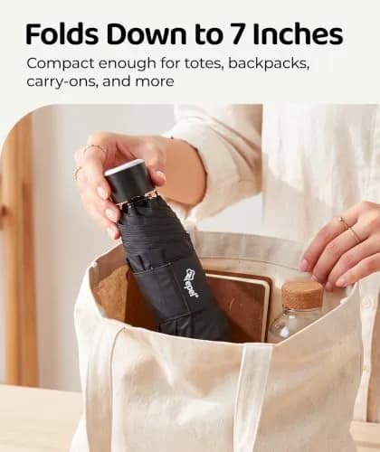 Repel Mini Travel Umbrella for Rain - Ultra Compact Size, Black | Windproof & Water-Resistant thumbnail 7