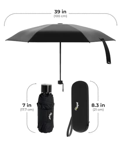 Repel Mini Travel Umbrella for Rain - Ultra Compact Size, Black | Windproof & Water-Resistant thumbnail 9