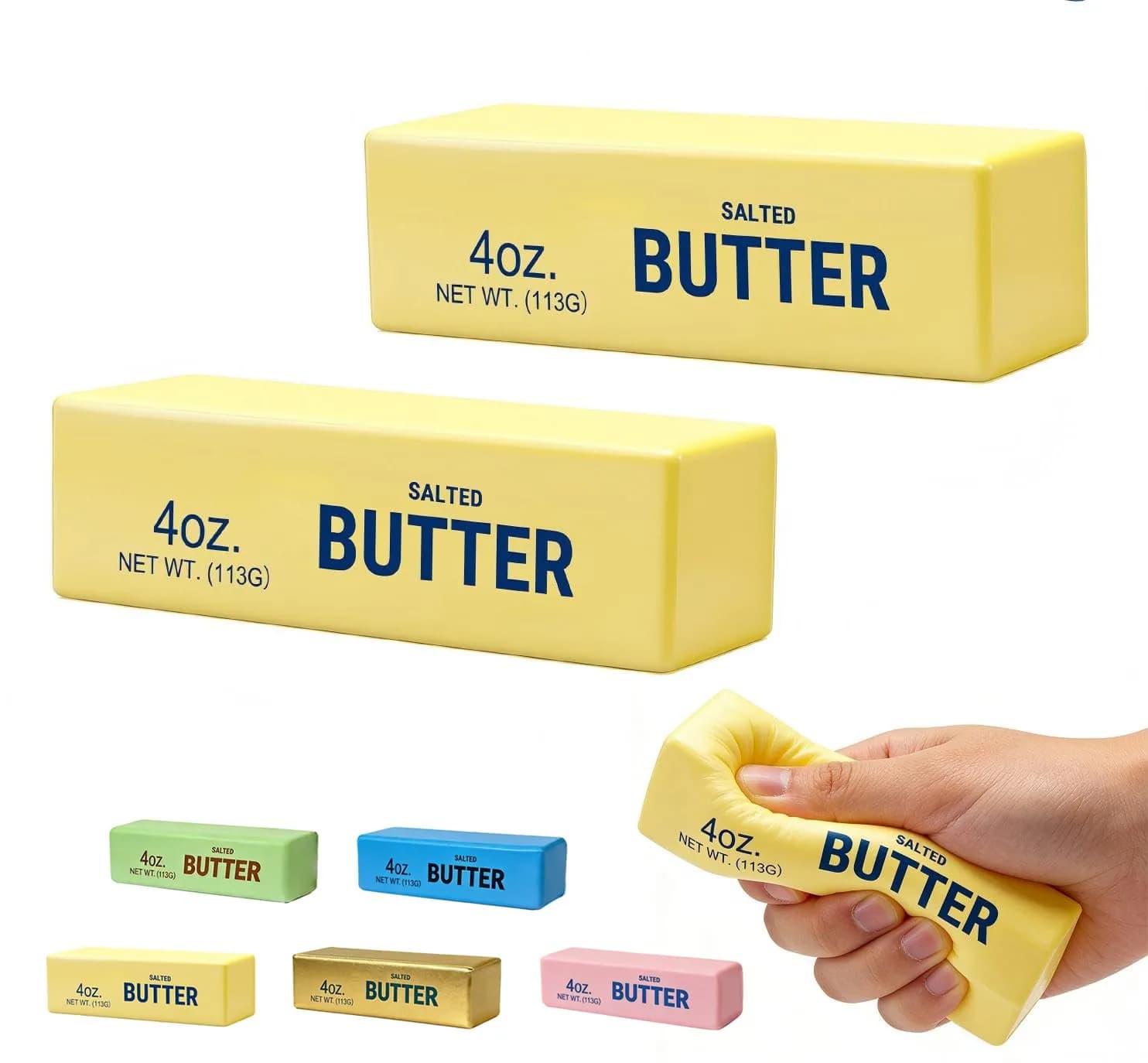 OPOM Butter Squishy Toy Gold 13.5cm (5.3in) | Slow Rising Scented Stress Ball for Kids & Adults — 2pcs Yellow / 5.3inch