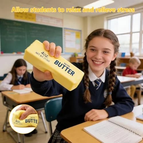 OPOM Butter Squishy Toy Yellow | Soft Scented Fidget Stress Ball 13.5cm (5.3 inch) thumbnail 3